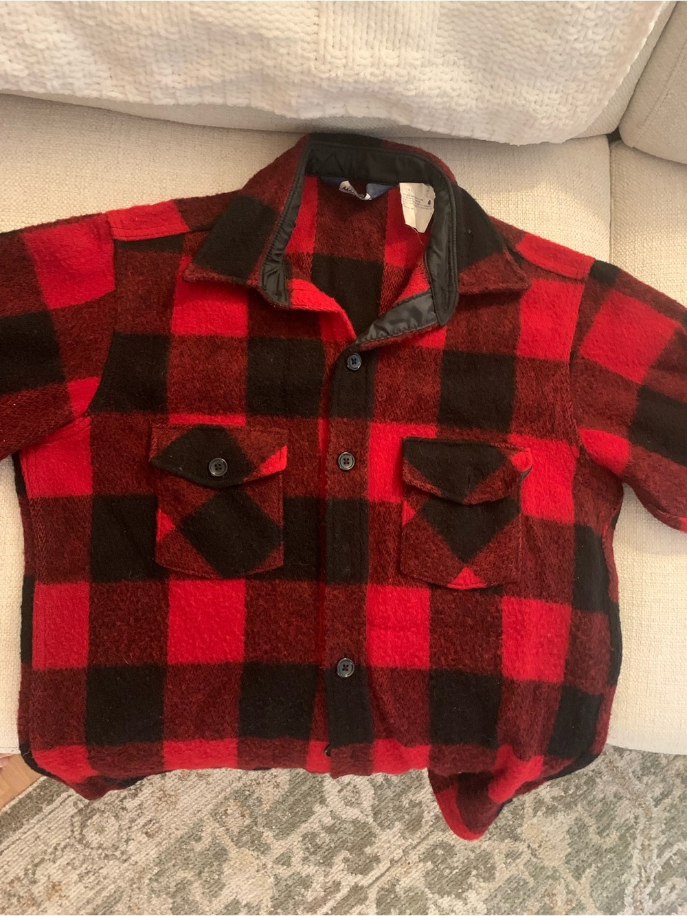 VINTAGE - Woolrich Red and Black Wool Plaid - Made in the USA